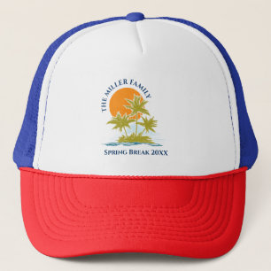 Tropical Palm Tree Beach Trip Sunset Cute Custom Trucker Hat