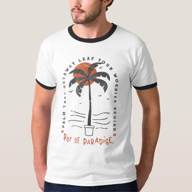 Tropical Palm Tree Beach Vibes Summer Sun Retro T-Shirt (Front)