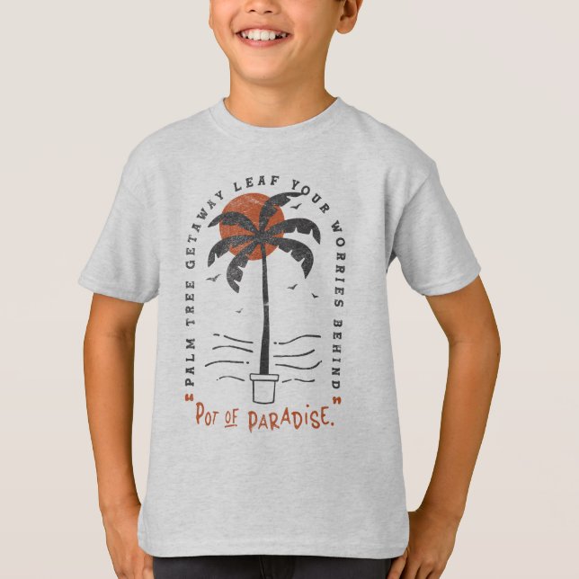 Tropical Palm Tree Beach Vibes Summer Sun Retro T-Shirt (Front)