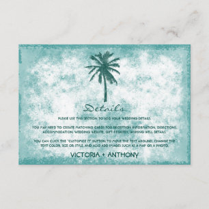 Tropical Palm Tree Beach Wedding Detail Enclosure Card