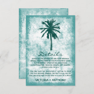 Tropical Palm Tree Beach Wedding Detail Enclosure Card