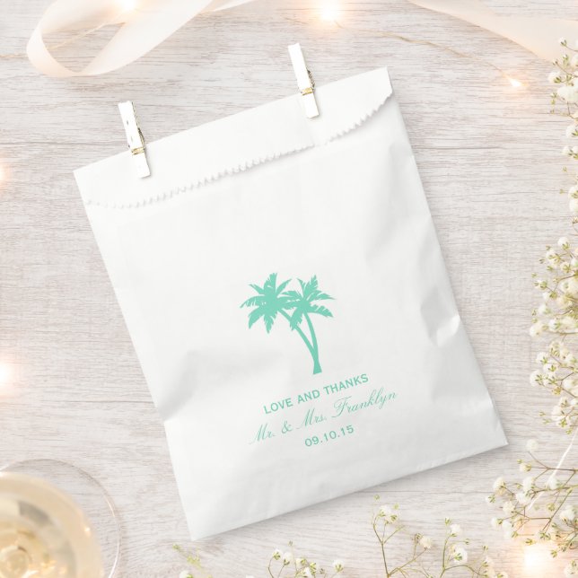 Tropical Palm Tree Beach Wedding Favour Bag (Clipped)