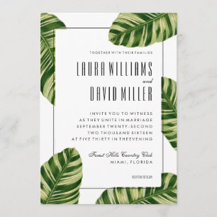 Tropical Palm Tree Beach Wedding Invitation