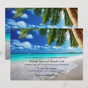 Tropical Palm Tree Beach Wedding Invitation
