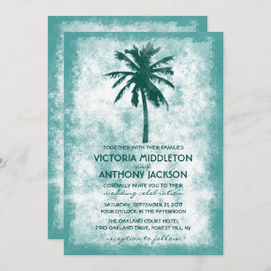 Tropical Palm Tree Beach Wedding Invitation