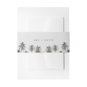 Tropical Palm Tree Beach Wedding Invitation Belly Band