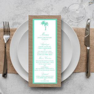 Tropical Palm Tree Beach Wedding Menu