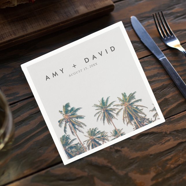 Tropical Palm Tree Beach Wedding Napkin (Creator Uploaded)