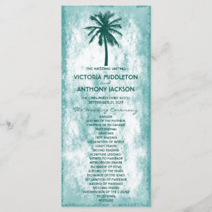 Tropical Palm Tree Beach Wedding Program Programme