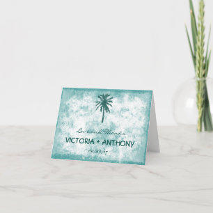 Tropical Palm Tree Beach Wedding Thank You Card