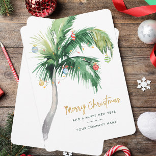 Tropical Palm Tree Business Logo Coastal Christmas Holiday Card