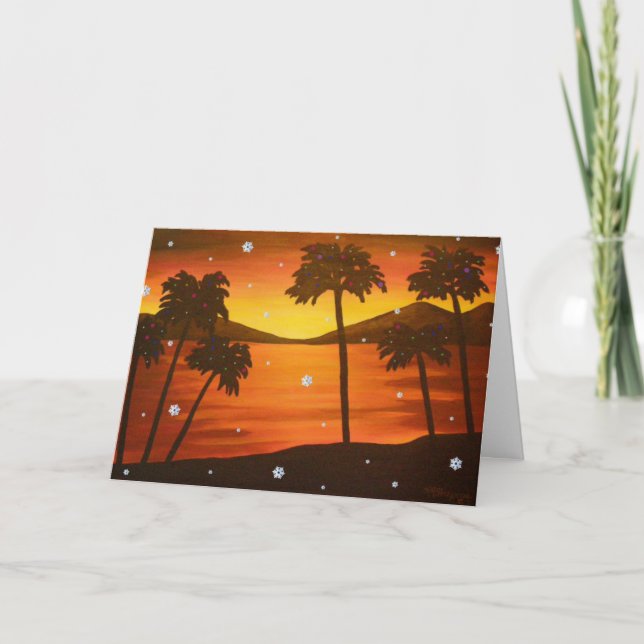 Tropical Palm Tree Christmas Card (Front)