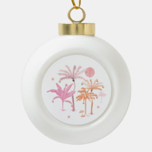 Tropical Palm Tree Christmas Holiday Ceramic Ball Christmas Ornament