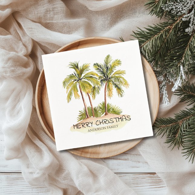 Tropical Palm Tree Christmas Napkin (Creator Uploaded)