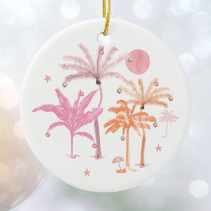 Tropical Palm Tree Christmas Personalised Ceramic Tree Decoration