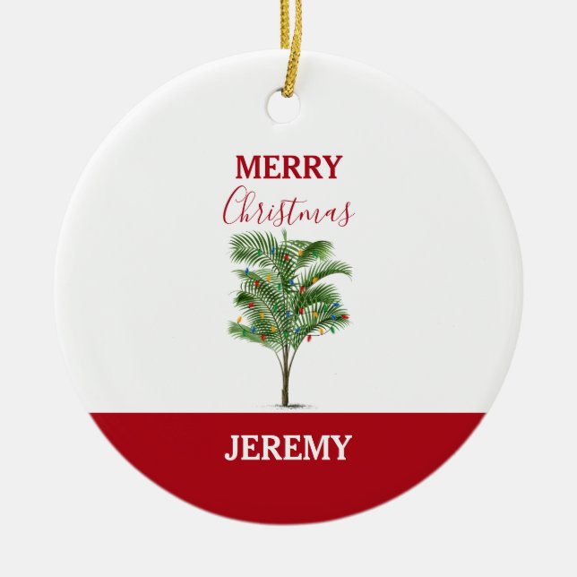 Tropical Palm Tree Christmas Tree Holiday Ceramic Tree Decoration (Front)