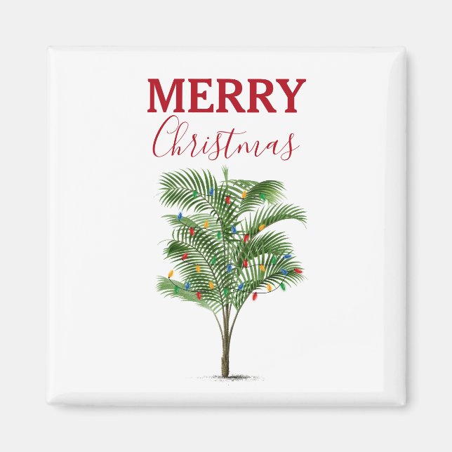 Tropical Palm Tree Christmas Tree Holiday Magnet (Front)