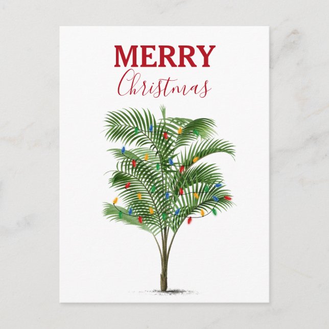 Tropical Palm Tree Christmas Tree Holiday Postcard (Front)