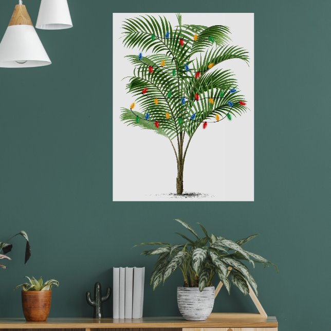 Tropical Palm Tree Christmas Tree Holiday Poster (Living Room 1)