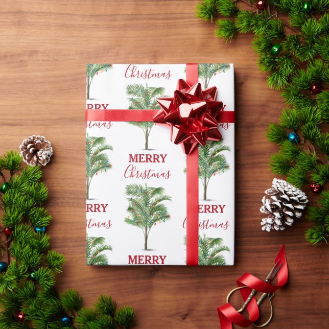 Tropical Palm Tree Christmas Tree Holiday Wrapping Paper (Holiday Gift)