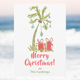 Tropical Palm Tree Coastal Christmas Holiday Card