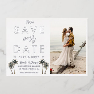 Tropical Palm Tree Coastal Wedding Save the Date