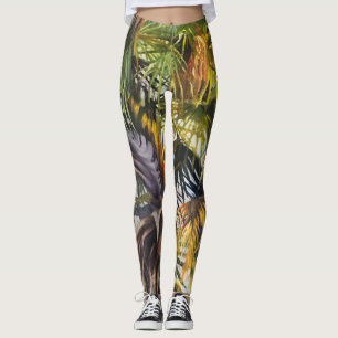 Tropical Palm Tree Colourful Original Painting Leggings