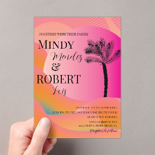 Tropical Palm Tree Colourful Wedding Invitation