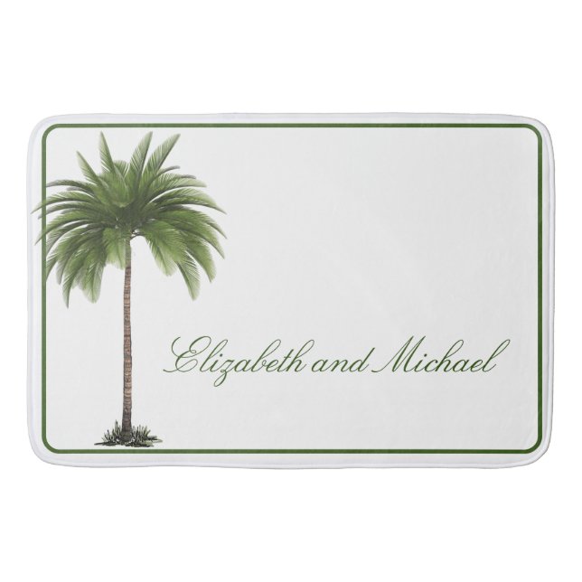 Tropical Palm Tree Couple Elegant Bath Mat (Front)