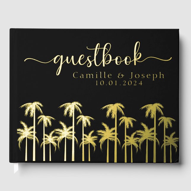 Tropical Palm tree destination wedding guestbook (Front)