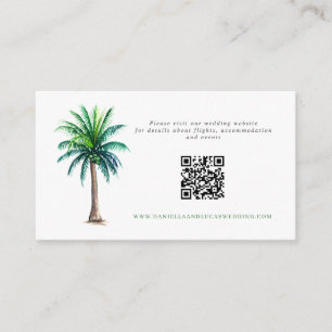 Tropical Palm Tree Destination Wedding Website QR Enclosure Card