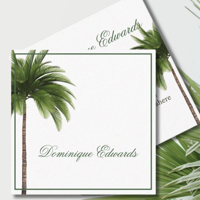 Tropical Palm Tree Elegant Simple Stylish Square Business Card (Creator Uploaded)