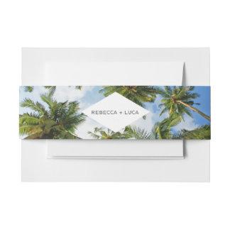 Tropical Palm Tree Florida Beach Wedding Invitation Belly Band