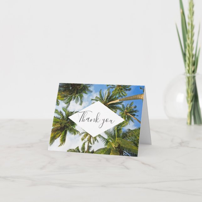 Tropical Palm Tree Florida Beach Wedding Thank You (Front)