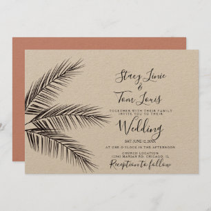 Tropical Palm Tree Foliage Hand Drawn Earthy Invitation