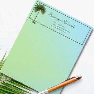  Tropical Palm Tree Green Modern Professional Custom Letterhead