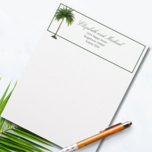  Tropical Palm Tree Green Stylish  Custom Letterhead