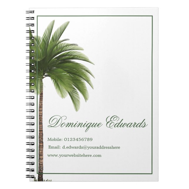  Tropical Palm Tree Green Stylish Professional Notebook (Front)