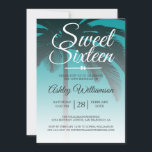 Tropical Palm Tree Green Sweet 16 16th Birthday Invitation<br><div class="desc">A chic modern tropical green ombre design Sweet 16 birthday invitation with a palm tree background. The bright viridian green fades onto a white background. The text "Sweet Sixteen" in white is set in modern script. Elegant 16th birthday party invitation for a glamourous Sweet Sixteen, perfect for her, the fashionista...</div>