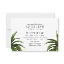 Tropical Palm Tree Green Wedding Card