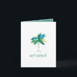 Tropical Palm Tree Greeting Card For Birthday<br><div class="desc">Send heartfelt birthday wishes with this cute and tropical greeting card for a birthday, featuring a watercolor palm tree in vibrant shades of turquoise, green, blue, and yellow. A replica of original hand-painted artwork by Victoria Grigaliunas, this card is perfect for sharing happy birthday greetings and birthday blessings with your...</div>