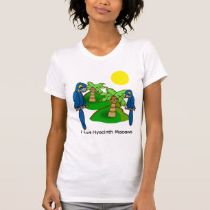 Tropical Palm Tree Hyacinth Macaw Art Tee Shirt