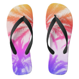 tropical palm tree in retro neon 80's summer vibe  jandals
