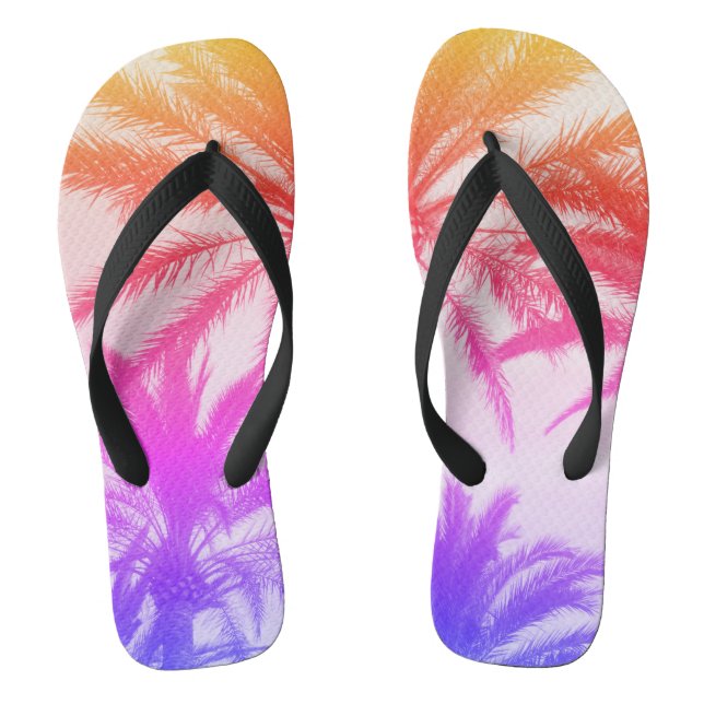tropical palm tree in retro neon 80's summer vibe  jandals (Footbed)