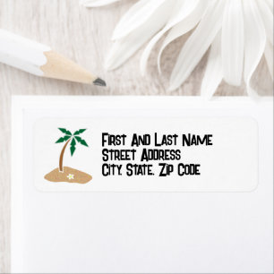 Tropical Palm Tree Island Getaway Cartoon Design