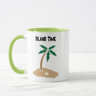 Tropical Palm Tree Island Getaway Cartoon Design Mug