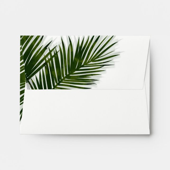 Tropical Palm Tree Leaf Elegant Summer Invitation Envelope (Back (Top Flap))