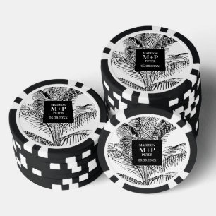 Tropical Palm Tree Leaves Beach Wedding Favor Poker Chips