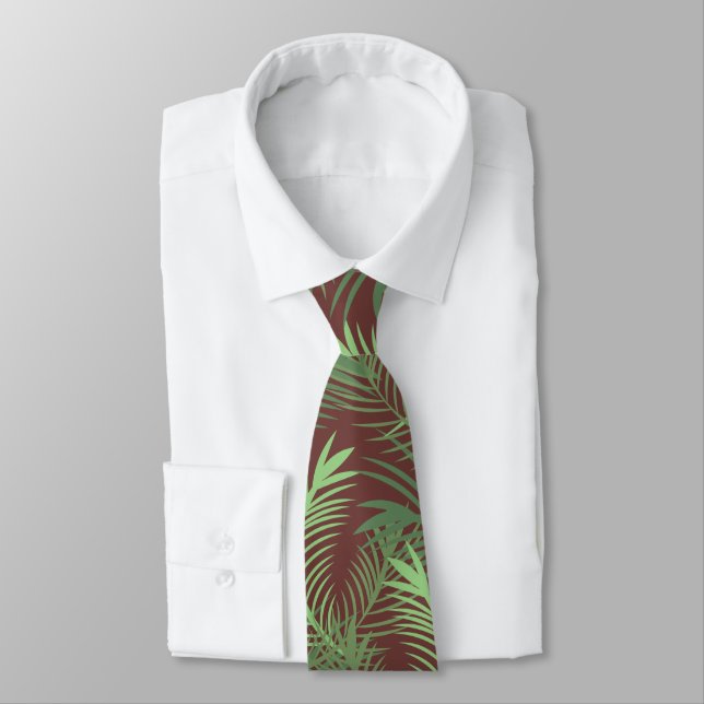 Tropical Palm Tree Leaves Dad Tie (Tied)