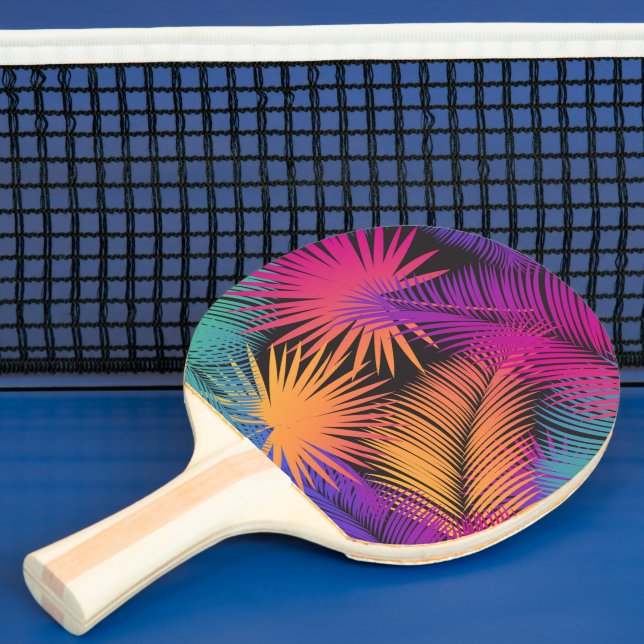 Tropical Palm Tree Leaves Jungle Rainbow Ping Pong Paddle (Insitu)